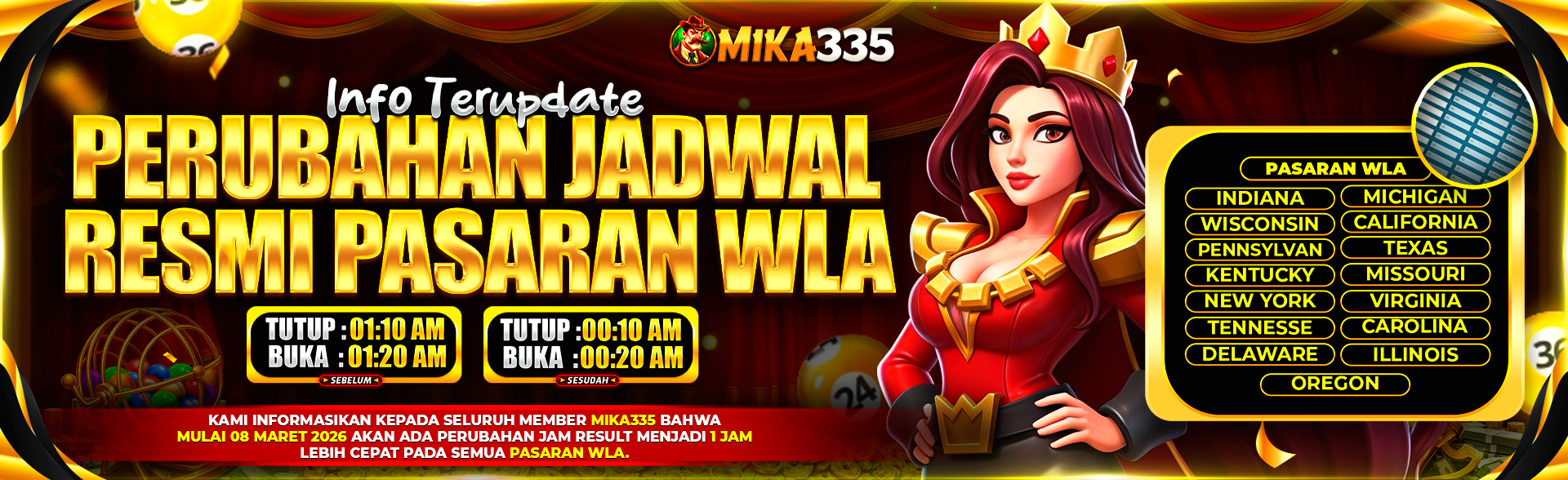 Perubahan Jadwal Pasaran WLA